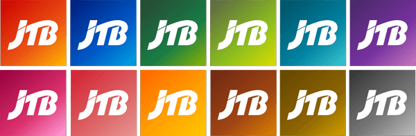 地球からもらった12色のグラデーションを背景にしたJTBマーク