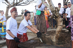 ウルワツ寺院の美しい景観を守るための植樹と清掃活動